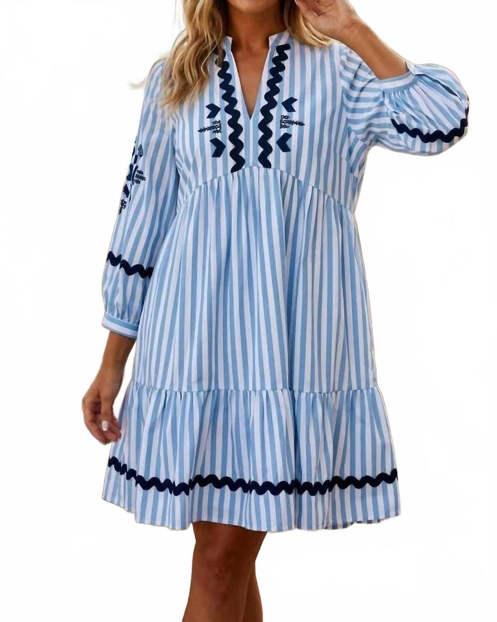 NEW SEE AND BE SEEN striped mini dress in blue white